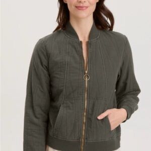 XCVI Olive Green Quilted Bomber Jacket - Large NWT